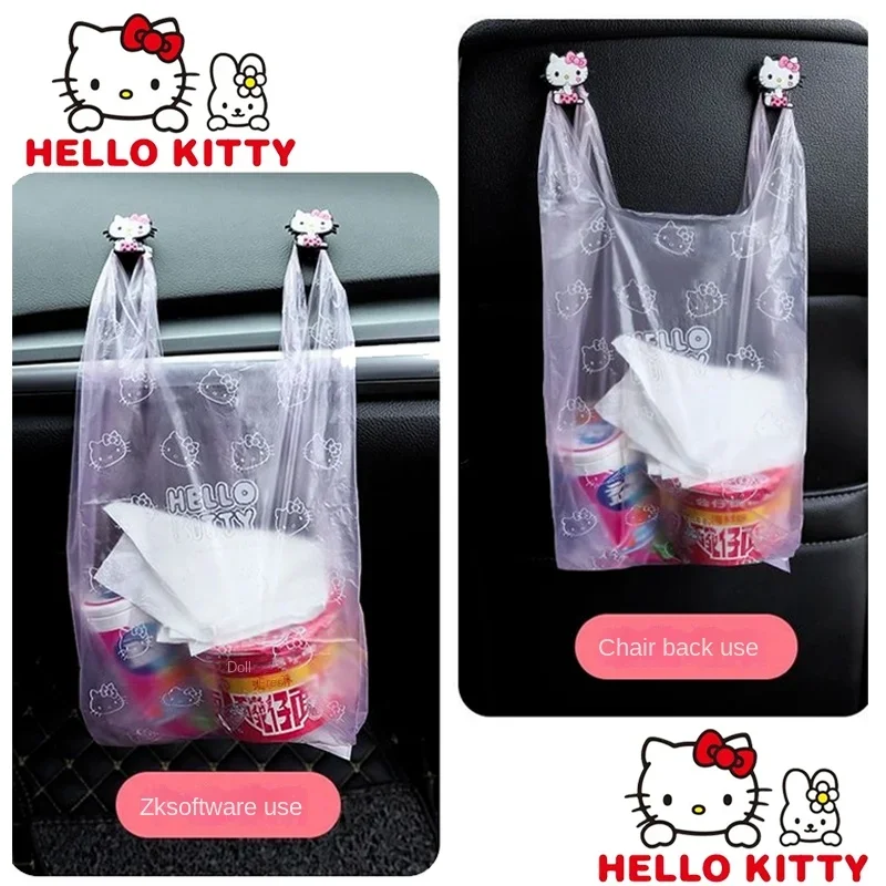 Hello Kitty Samochodowy worek na śmieci Plastikowa torba na śmieci do domu Wielokrotnego użytku Uroczy nadruk kreskówkowy Torba na zakupy w