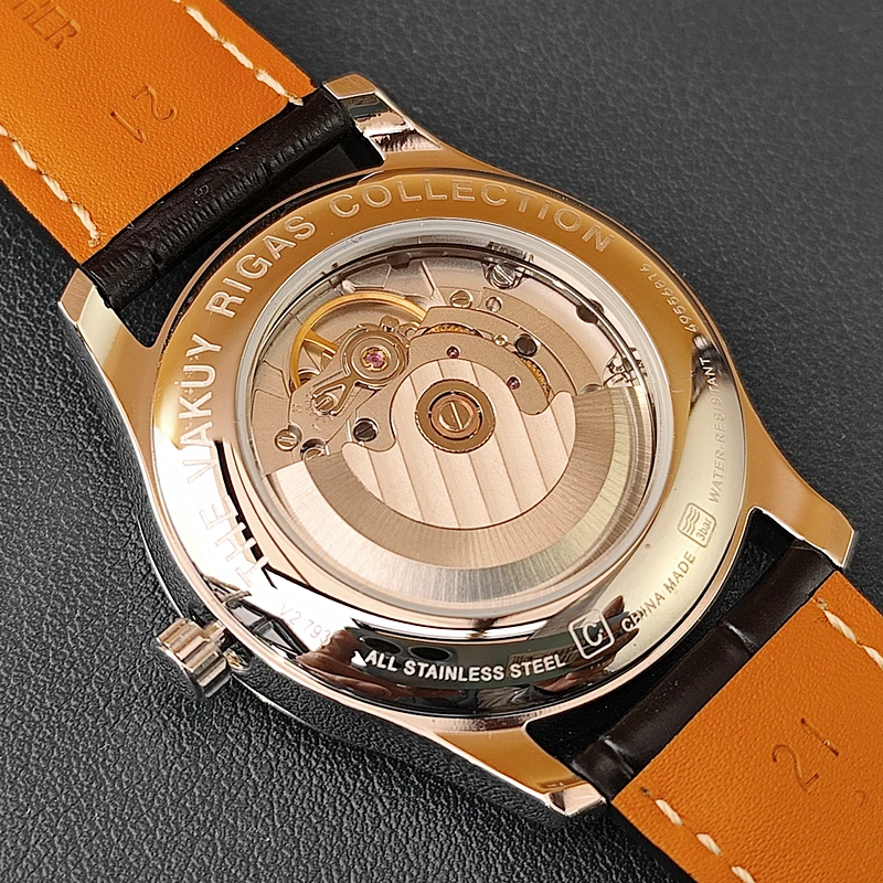 40 مللي متر ساعة ميكانيكية أوتوماتيكية للرجال مينغ شي الأعمال سحابة نمط النورس ST2130 حركة الأزرق مطلي الأيدي مقاوم للماء الذكور