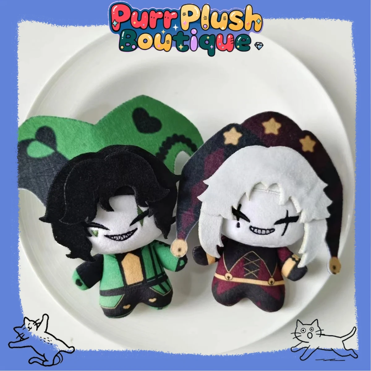 

10CM Mini Doll Compilations Anime Freak Circus Harlequin Plush Cosplay Cute Stuffed Doll Body Keychain Prop Fans Toys Xmas Gift