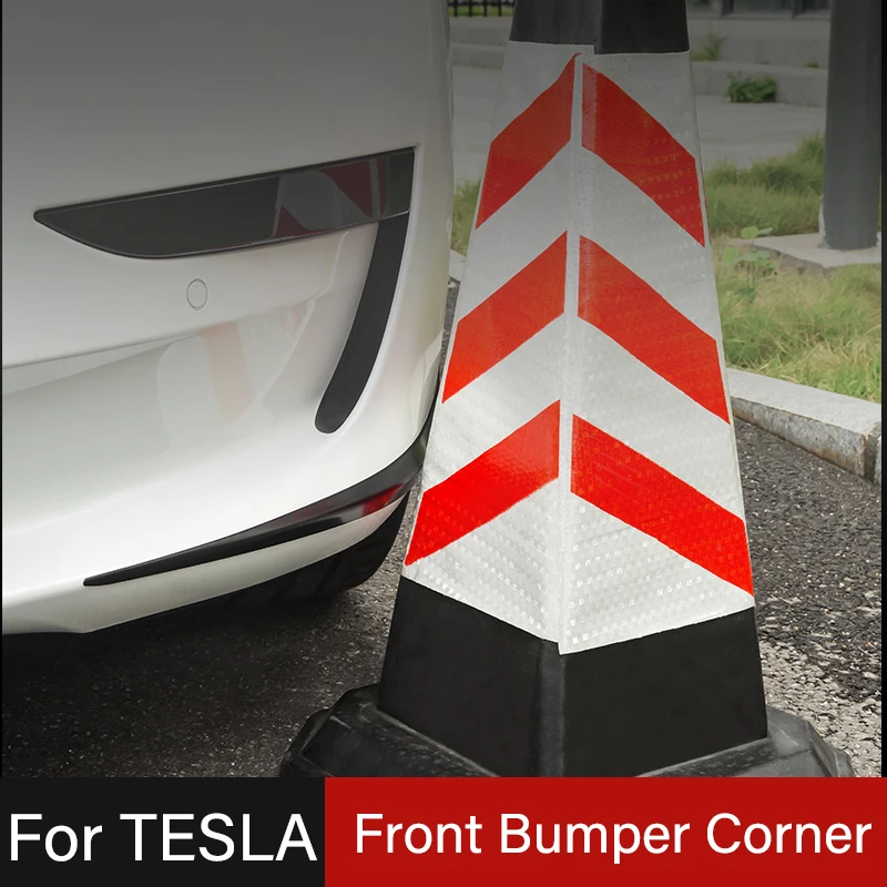 2PCS Car Front Bumper Corner Sticker Protector For Tesla Model 3 2023 2022 2021 2020 Guard Scratch Styling Decoration Accessorie