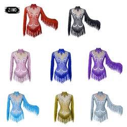 Body de cristal azul a la moda con borlas, sexy, transparente, para fiesta en club, leotardo de actuación DS, ropa de baile en barra para equipo de cumpleaños para mujer