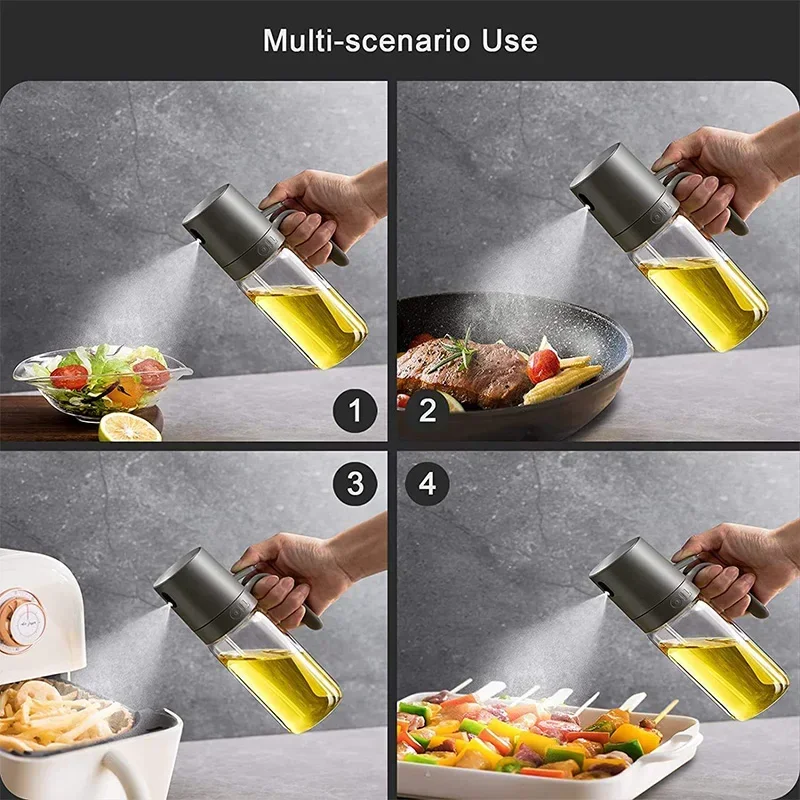 Zackoo 250ml Oil Spray Bottle High Borosilicate Glass Olive Oil Sprayer Mister Spray Cooking Oil Dispensers for Air Fryer Salad