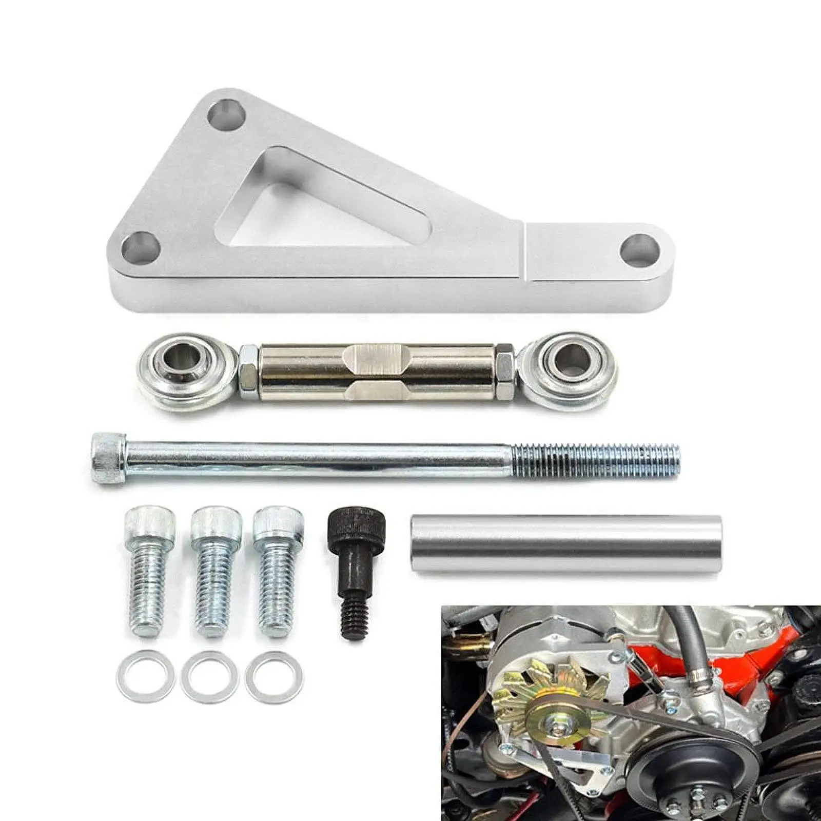 Alternator Bracket Kit Sturdy Heavy Duty Professional Metal Power Steering Bracket Long Water Pump Bracket Bracket Mounting Kit