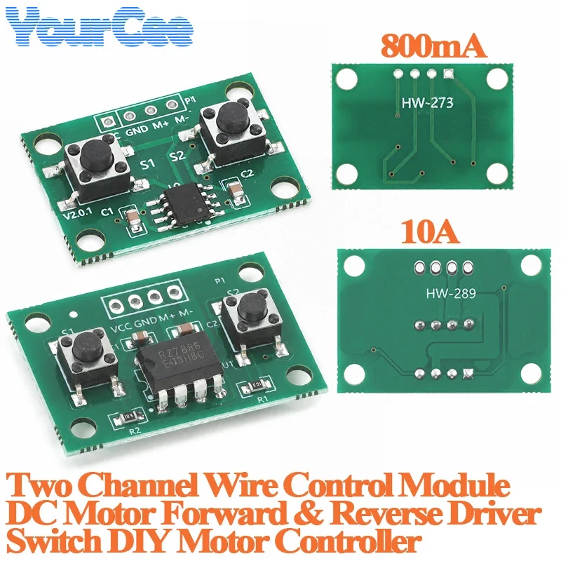 10pcs/1pc 2 Channel DC Motor Forward Reverse Control Switch Wire Control Module Mini Motor Remote Driver Board for Small Motors