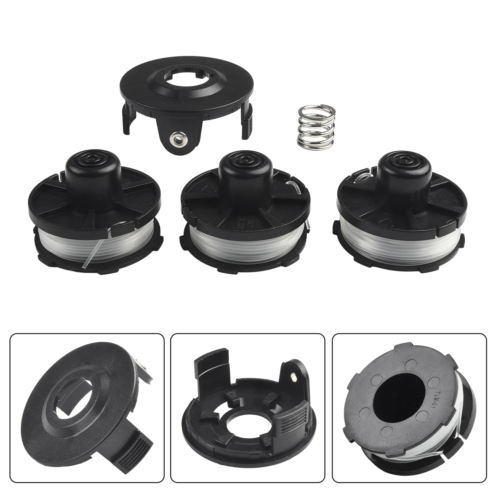 5pcs Tap & Go Spool Cover Set for DUR181Z & Compatible Models 1 6MM Replacement Spool and Cover for Grass Trimmers