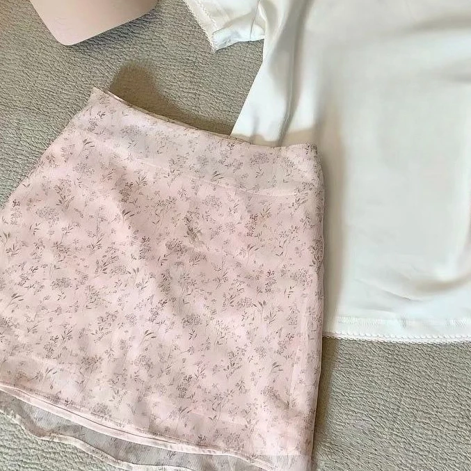 Casual Summer Korean Sweet Mini Skort Multi Tier Ruffle Star Striped High Waist Cake Skirt Pants Harajuku Chic Bottom Wear