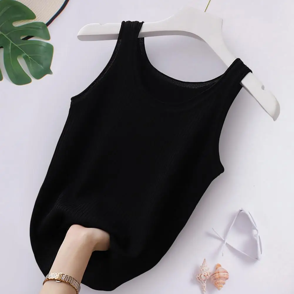 

Fashion Women Tank Top Soft Women Summer Vest Slim Fit Lady Rib Knitting Camisole Women Tank Top Moisture Absorption