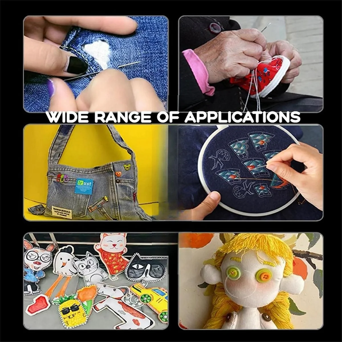 A83Z 37PCS Sewing Tool Set, Needles Thread Hand Repair Tools, Embroidery Tool Kit, Include 25 Steel Needles, 5 Threads