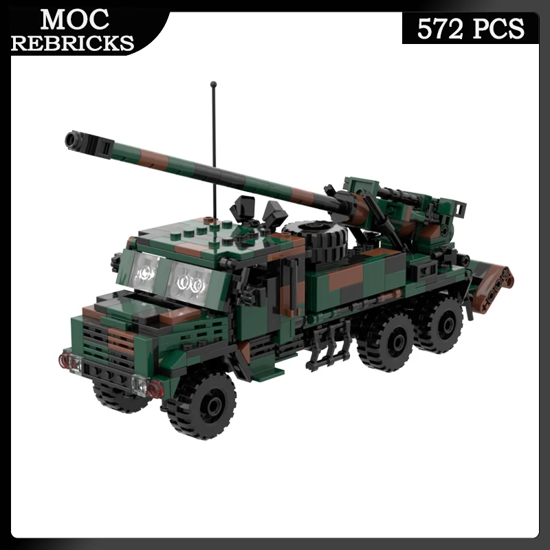 WW2 Military Series Weapons Caesar Artillery Model Educational Toy MOC Building Block Personnel Carrier DIY Brick Children Gifts