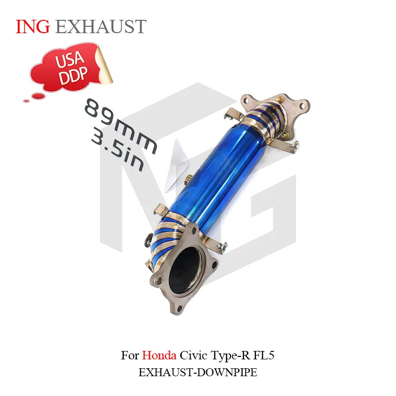 ملحقات ING أنبوب سفلي من سبائك التيتانيوم Catless لسيارة Honda Civic Type-R FL5 أداء رأس المحرك نظام عادم نمط جديد #1