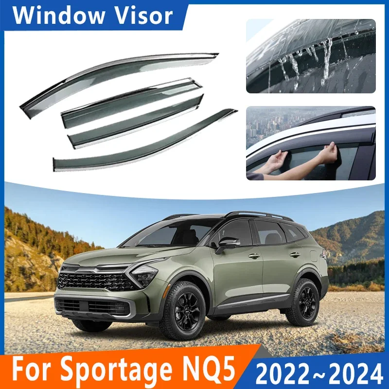 

Door Side Window Visor For Kia Sportage NQ5 MK5 LWB 2022 2023 2024 Rain Shield Weathershields Deflector Guard Cover Accessories