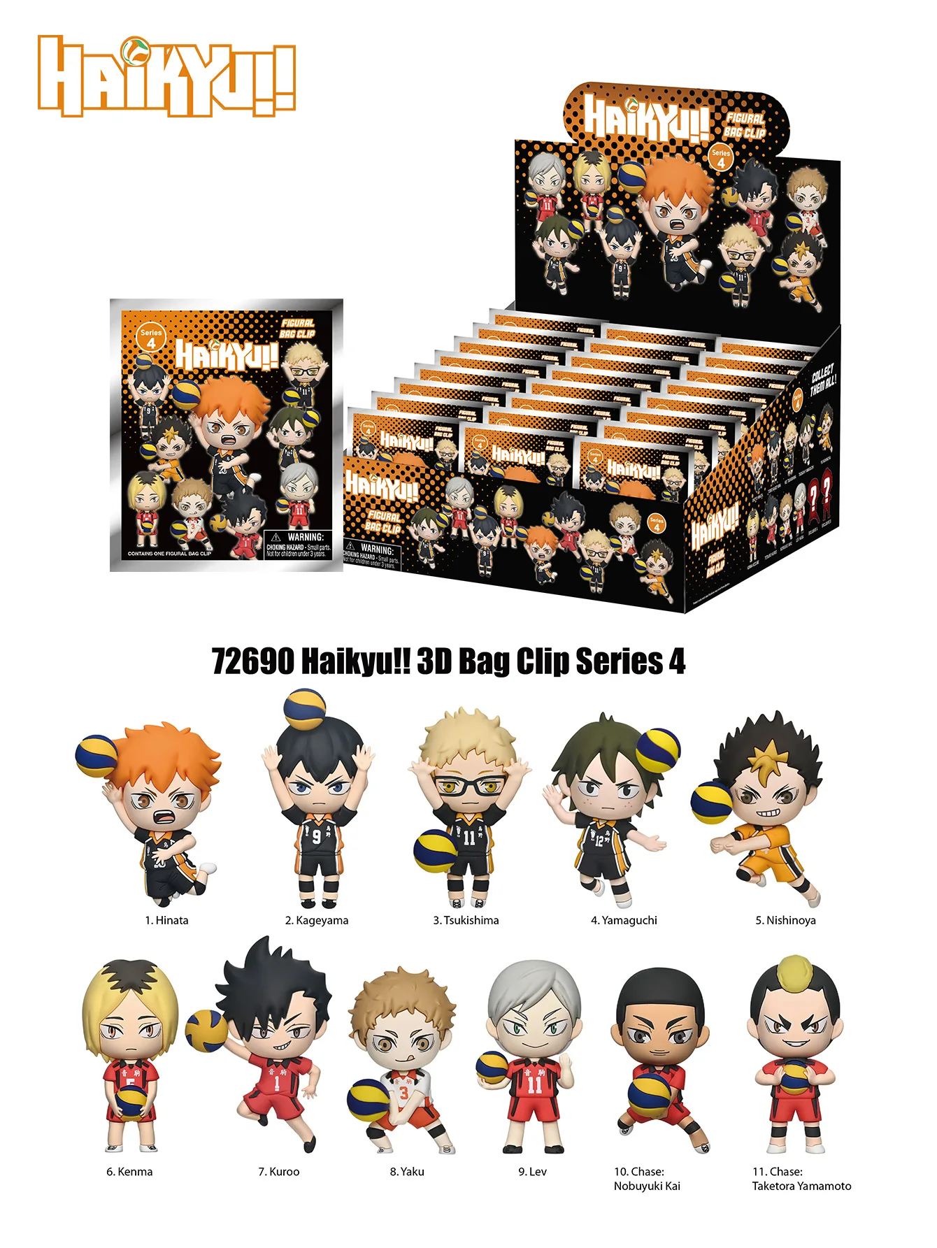 Haikyu!! 3D PVC Tasclip Sleutelhanger Blind Bag Mystery Box Anime Volleybal Chibi Collectible Hanger Rugzak Charm Serie 2/3/4