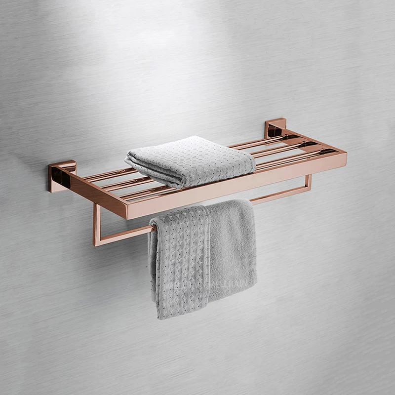 Polished Rose Gold Bathroom Hardware Accessories Bathroom Towel Rack Towel Bar