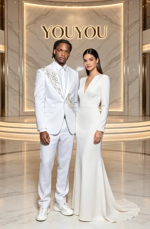 Fashion White Shawl Lapel One Button Beading Prom Men Suits Customized Slim Fit Peak Lapel Groom Weding Tuxedos 2 Pieces Sets