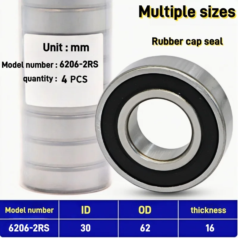 10Pcs 30x62x16mm High speed low noise deep groove ball  bearing steel bearing Skateboard Bearings Sealed Industrial  Bearings