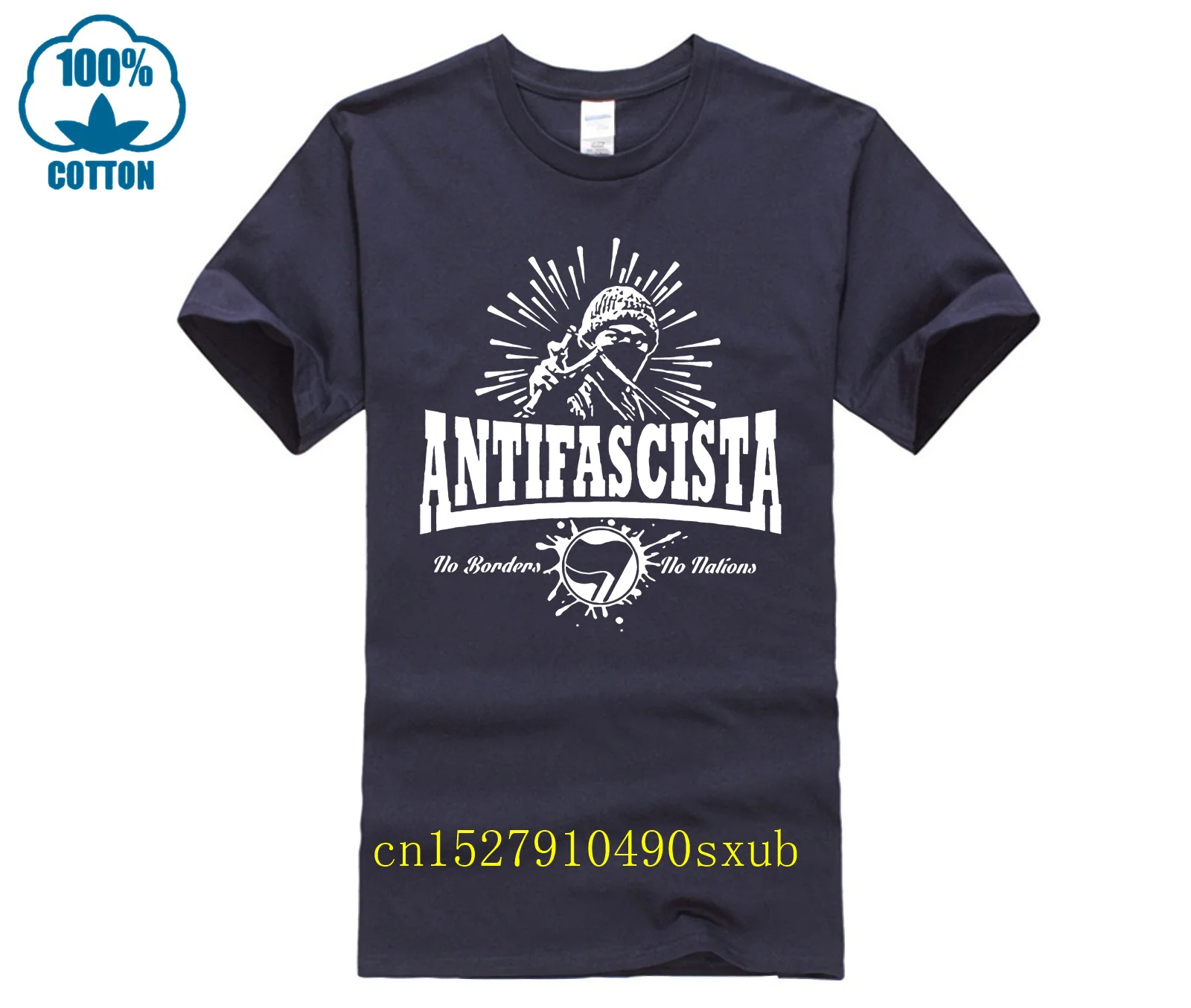 Men\'s Cool Short-Sleeve T-Shirt Antifascista! No borders, no nations