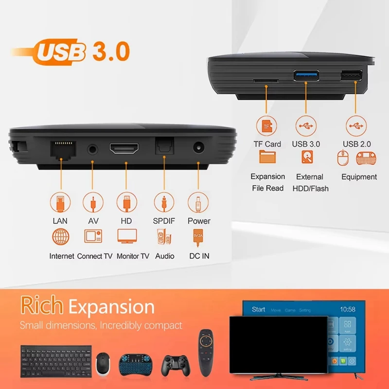 

4GB 32GB 8K TV BOX Android 9 Smart Android TVBOX 9.0 Amlogic S905X3 Wifi 1080P BT 4K Set Top Box Media Player EU Plug-A09I