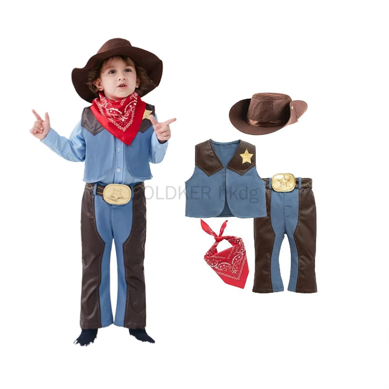 

Little Cowboy Adventure A Toddler's Western Playset for Purim Cosplay Halloween Dress Up Children Western Wear for Kids