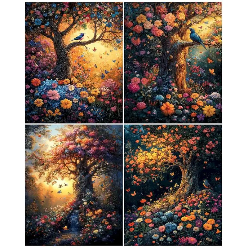 

GATYZTORY Modern Painting By Numbers Original Gifts Paintings On Number Colorful Tree Number Painting Diy Crafts Wall Art