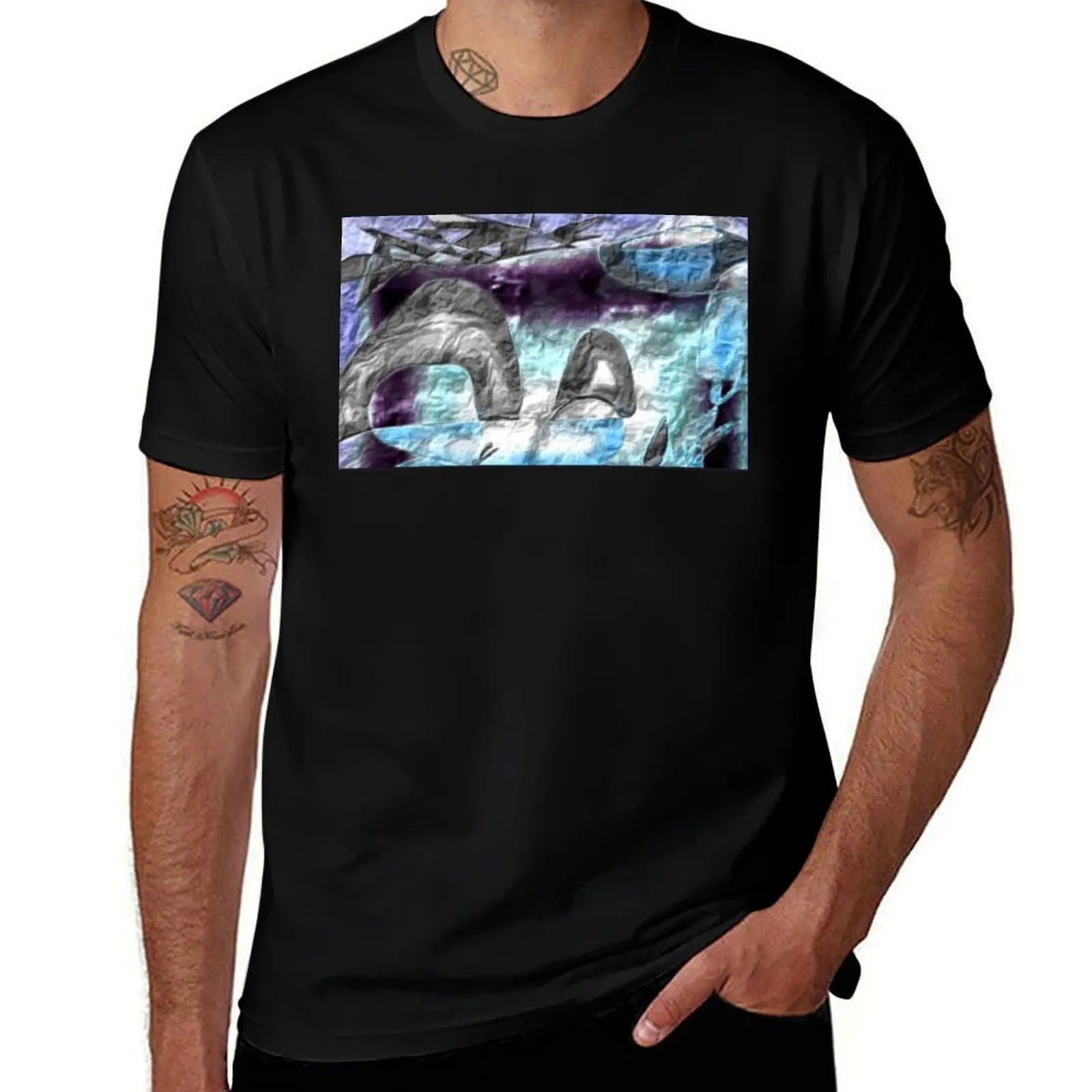

Wrinkled Varnish Tri Colour T-Shirt cotton man t-shirts Short sleeve tee croswit shirt man baggy shirts men clothings