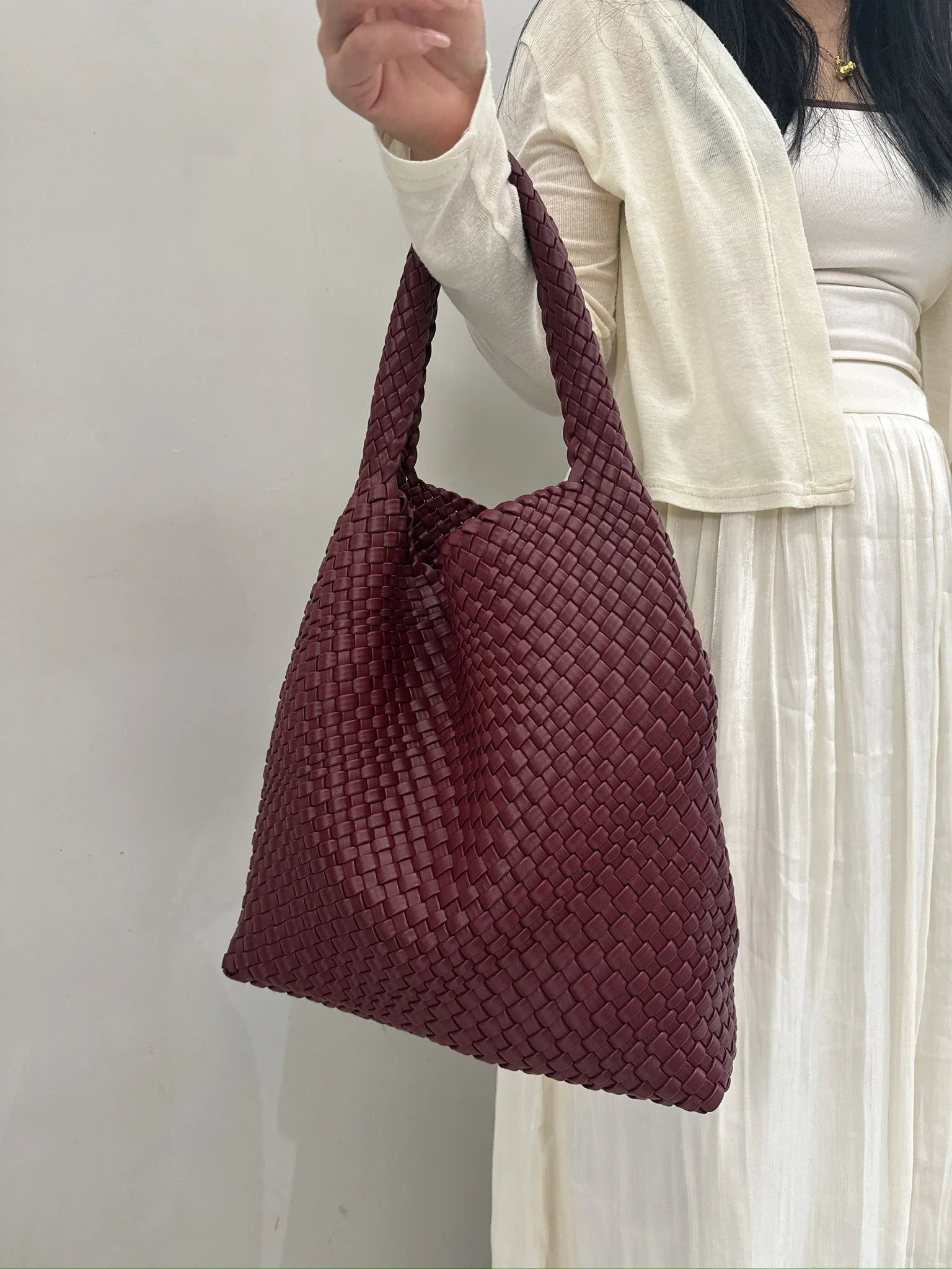 Sacs à main en cuir PU pour femmes, sac latéral décontracté, grand sac fourre-tout tissé, cadeau de luxe, mode 2024