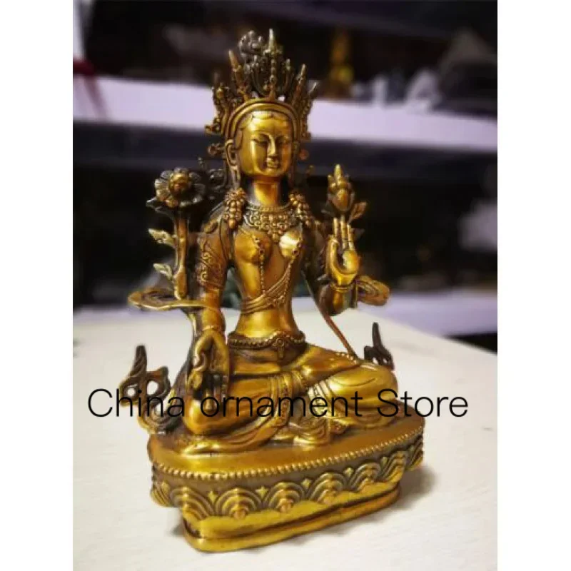 Old Tibetan Bronze Avalokitesvara Buddha Lucky White Tara Statue