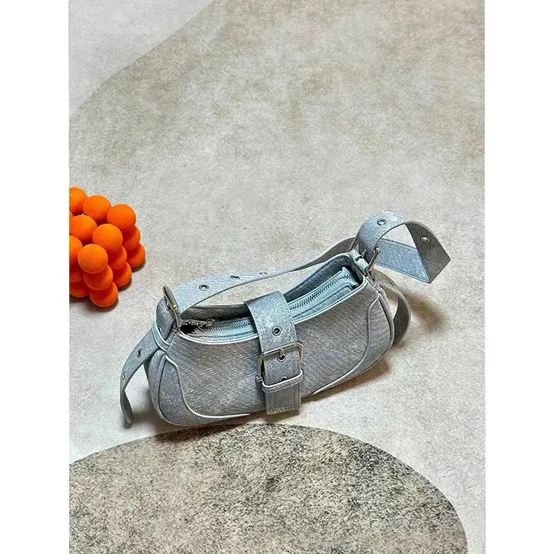 JIAERDI Y2k Vintage Denim Handbag Women High Street Casual Half Moon Bag Ladies Harajuku Aesthetic Shoulder Bag Luxury Designer