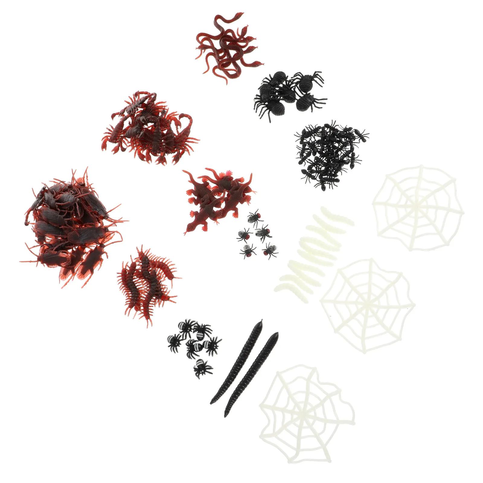 

128Pcs Lifelike Simulation Insects Collection Halloween Prank Prop Haunted House Decor Scary Festive Atmosphere Builder Spider
