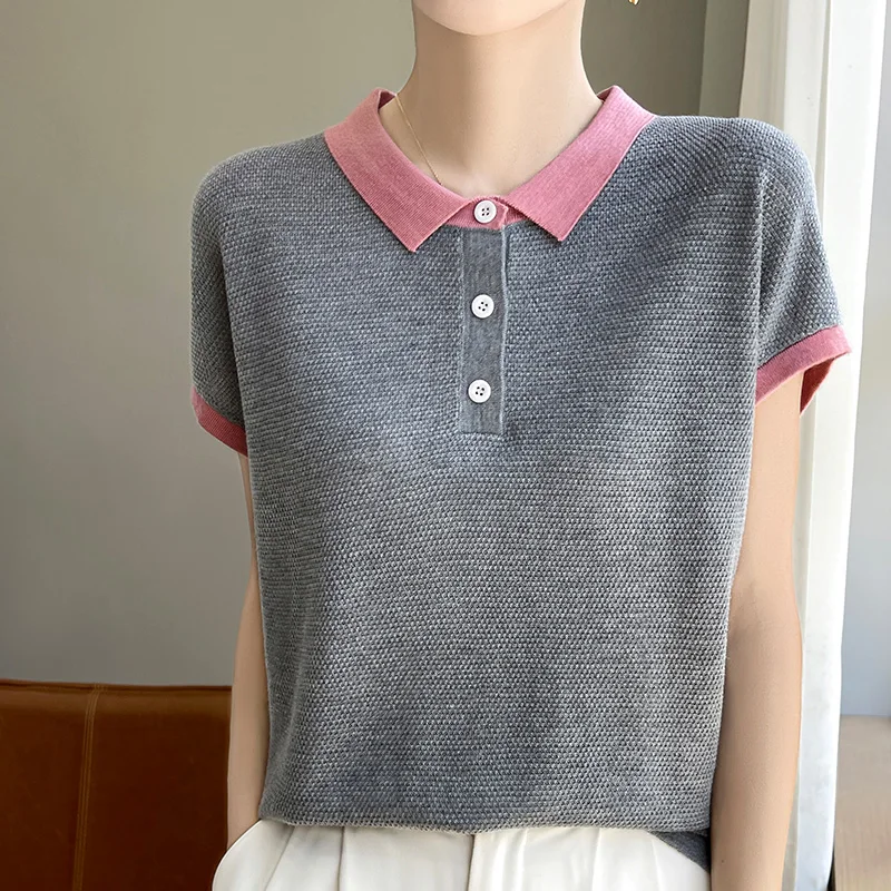 Lyocell T-Shirt New Minimalist Style Multiple Colors Casual Slim Fit Short Sleeved Top High-Quality Flip Collar Classic T-Shirt