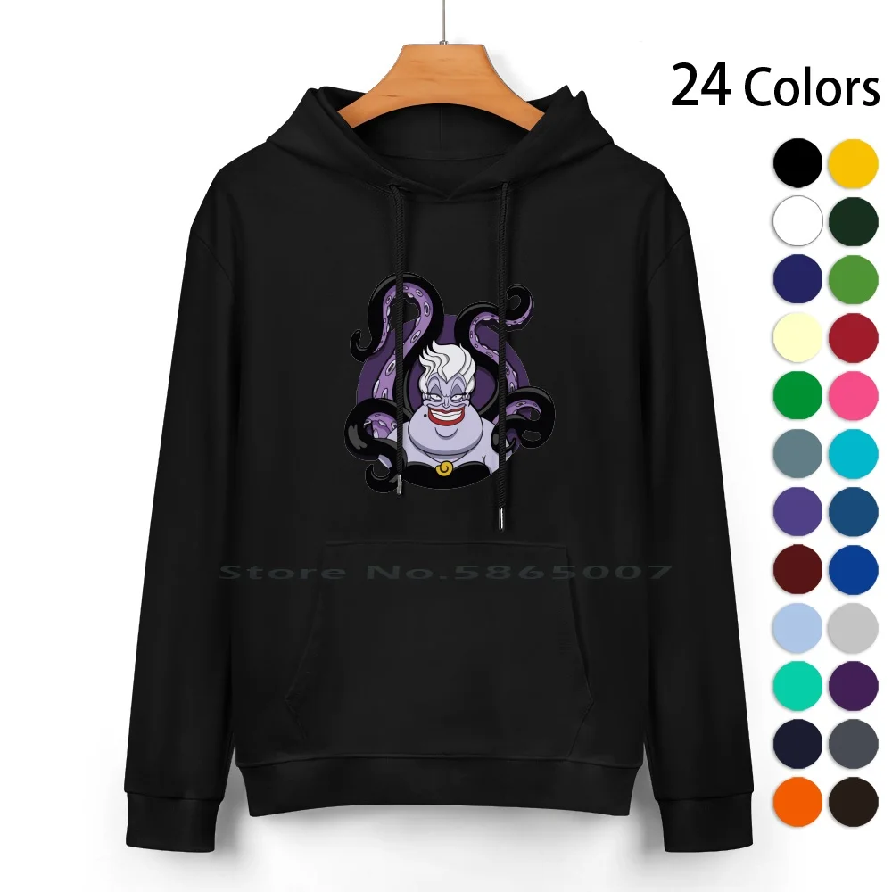 Ursula Pure Cotton Hoodie Sweater 24 Colors Villain Ursula Sea Witch Little Mermaid Purple Tentacle Mouth Under The Sea Flotsam