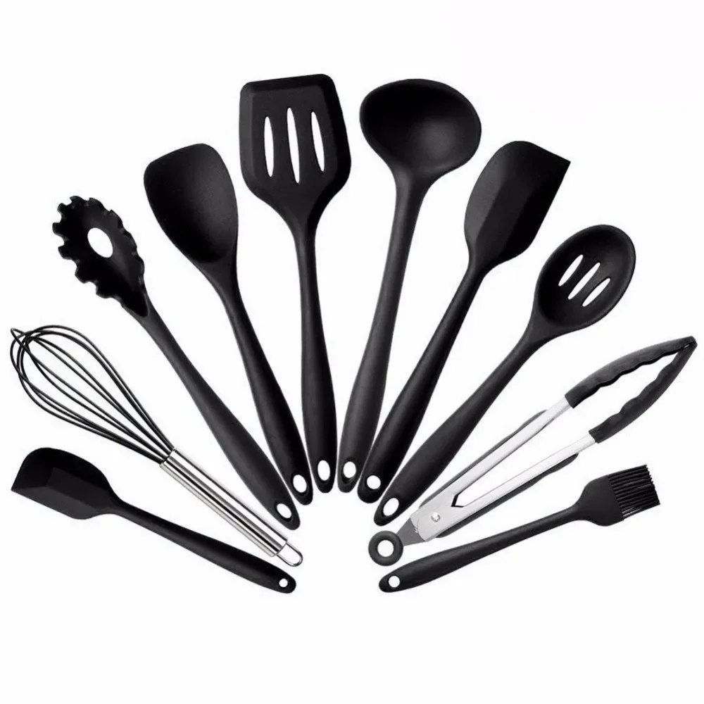 

10pcs/lot Silicone Kitchen Utensils Set Heat Resistant Non-Stick Cooking Utensil Set Silicone Kitchen Tools Set OK 0967