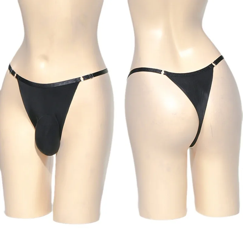 ملابس داخلية لامعة زيتية للرجال ملابس داخلية سيسي مفتوحة الحقيبة سراويل ناعمة عالية المرونة بيكيني موجز الخصر ضبط T-الظهر ثونغ g-سلسلة #5