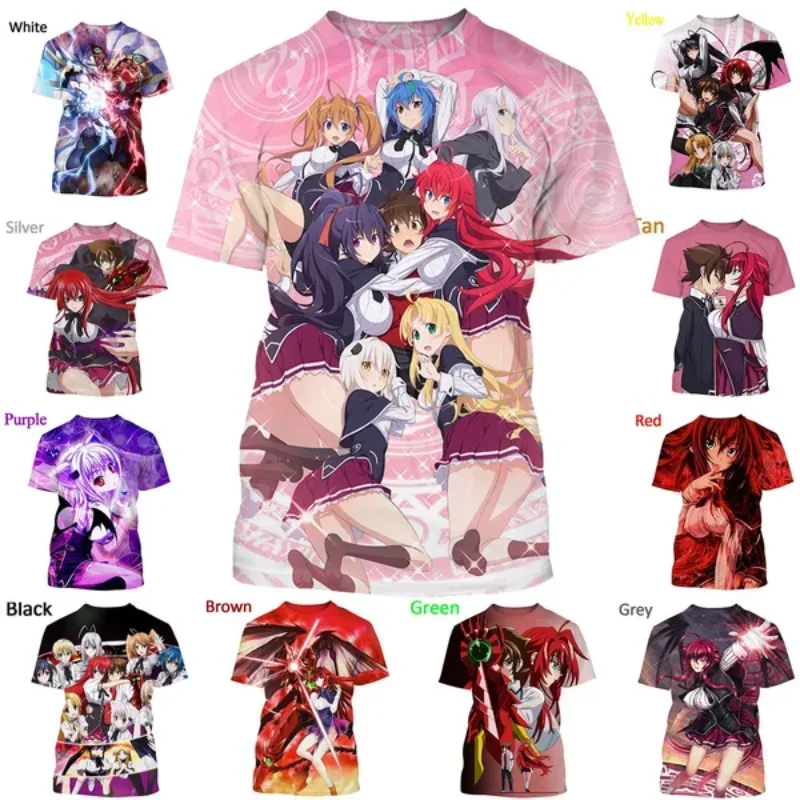 New Fashion Trendy Anime Men\'s High School DxD 3D Printing T-shirt Casual Harajuku Street Short-sleeved Fashion Top