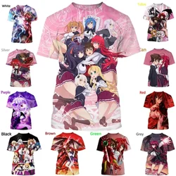 New Fashion  Trendy Anime Men's High School DxD 3D Printing T-shirt Casual Harajuku Street Short-sleeved Fashion Top