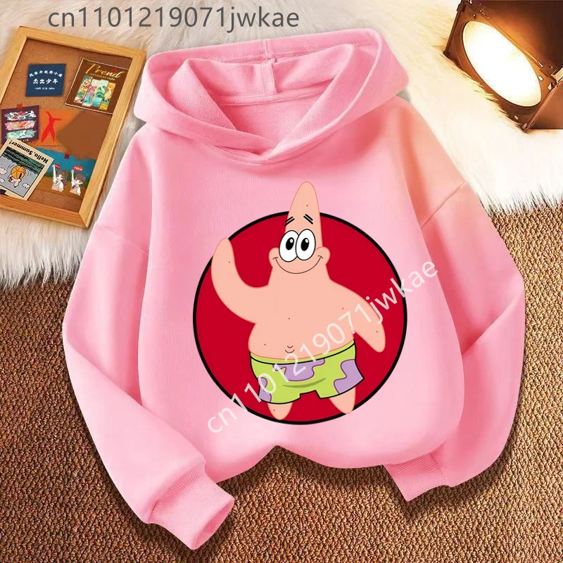 Kids Cute Cartoon SpongeBob SquarePants Autumn and Winter Fashion Cute Boys and Girls Daily Outing Warm Children's Hoodies
