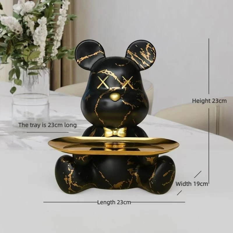 Trendige bunte Graffiti-Bär-Aufbewahrungsstatue aus abstraktem Kunstharz, niedlicher Doodle-Tier-Organizer, Schreibtischhalter für Home-Office-Ornamente – Detail 5