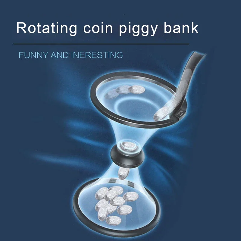 Rotating Coin Piggy Bank, Decompression Vortex Funnel Transparent Spinning Coin Siphon Pot, Kids Gift Money Saving Toy Box