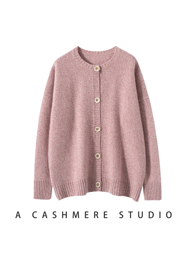 2024 Autumn/Winter New O-neck Loose Thick Small Mountain Cashmere Women's cardigan Coat Sweater