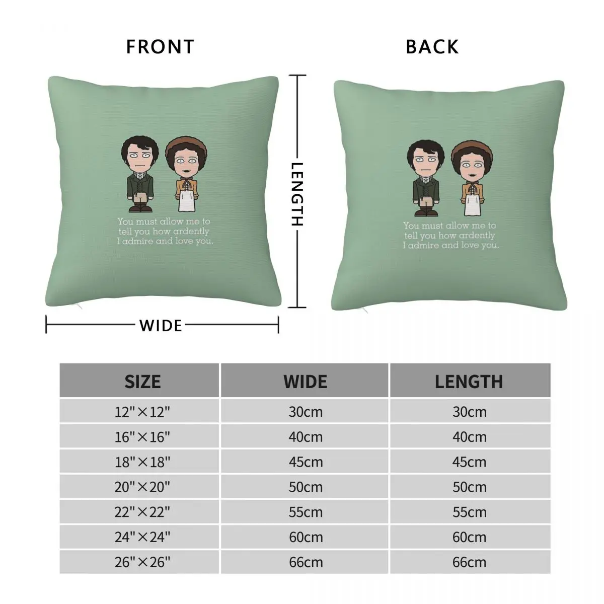 Pride & Prejudice Darcy Elizabeth Bennet Square Pillowcase Polyester Linen Velvet Pattern Zip Throw Pillow Home Cushion Cover