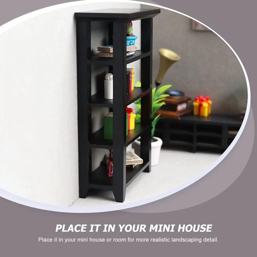 

Mini Wooden Bookcase Simulation Book Shelf for Small Space Tall Bookscase Bedroom Decor Mini House Furnishing Supply Realistic