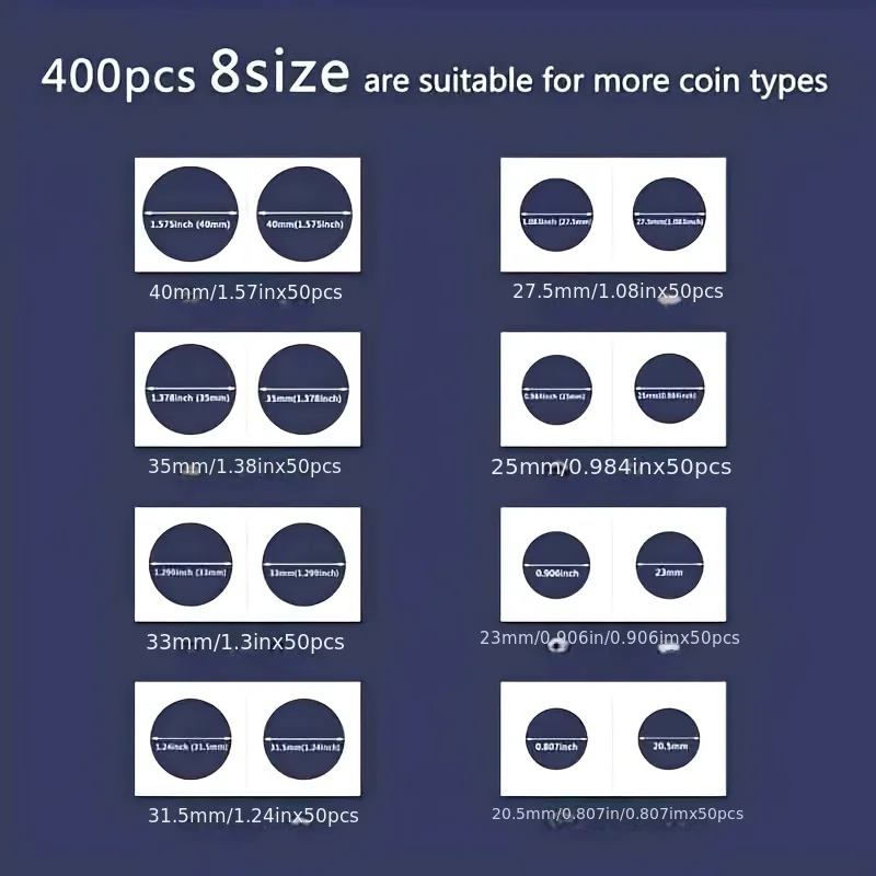 Flash sale 200 Coin Holder Cardboard Sheets for Coin Flipping Collectors, 4 Sizes 2" X 2" Currency Holders, Suitable for Coin Collection Display Books, for Pennies/25 Cent Coins/Tokens/Medals view 6