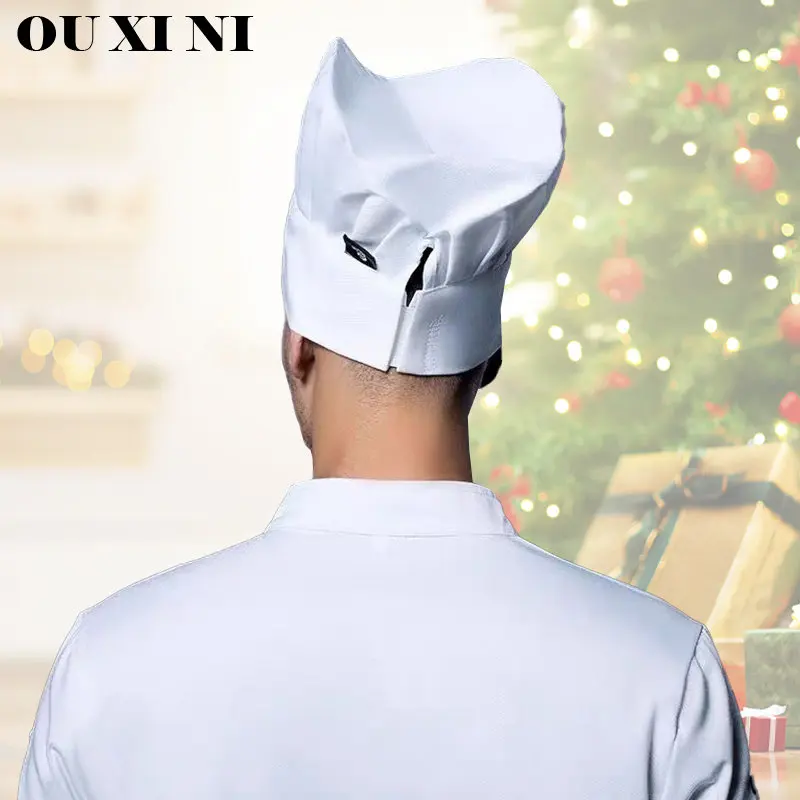 Gorras de Chef blancas para hombre, gorro de trabajo de cocina, camarero, camarera, Hotel, restaurante, cantina, panadería, gorro de cocina, tarea de barbero