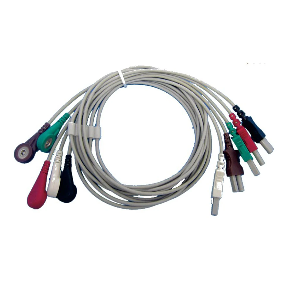 For Spacelab Holter Recorder ECG Patient Cable 3/5 Leads Snap/Clip AHA/IEC Standard