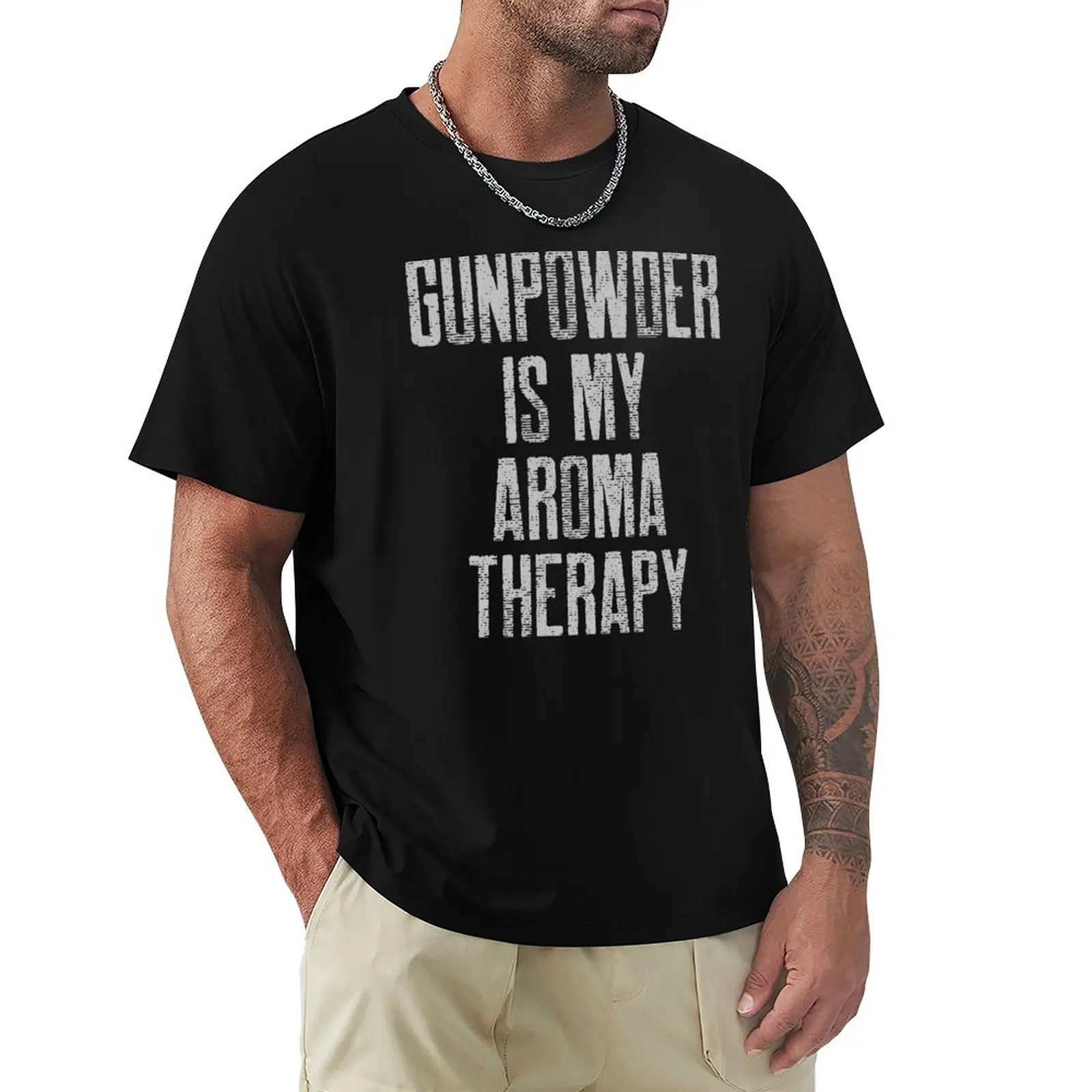 Gun Powder Is My Aromatherapy Gun Owner T-Shirt Sporty Breathable Short Sleeve T-Shirt