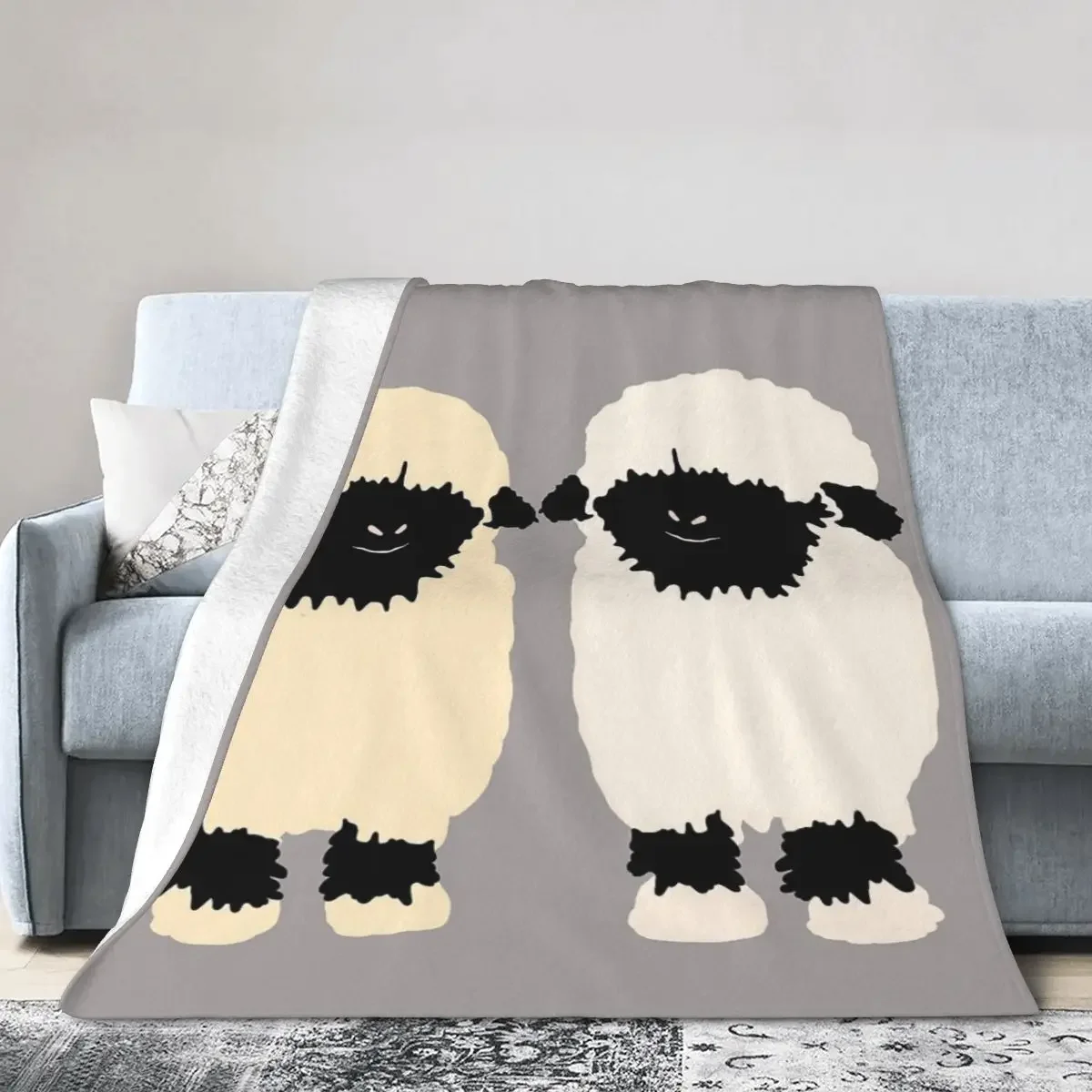 Flannel Throw Blanket Valais Black Nose Sheep Friends Blankets Soft Bedspread Warm Plush Blanket for Bed Picnic Travel Home Sofa