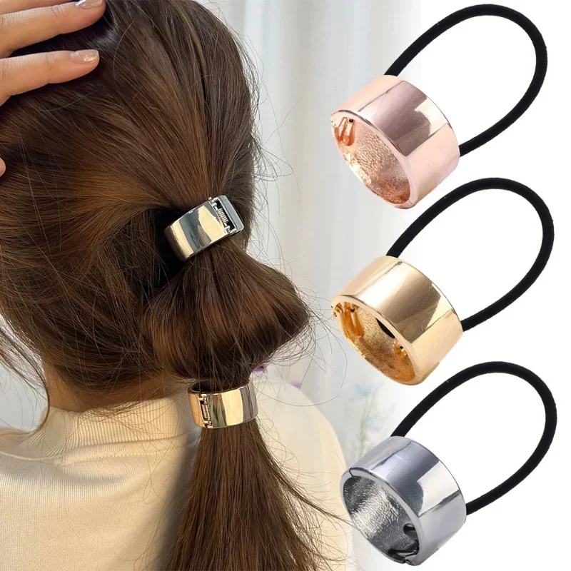 Einfache Punk Gold Manschette Metall Kreis Haarband Pferdeschwanz Haar Krawatten Haar Halter Offene Elastische HairRope Ringe Kopfbedeckung Haar Zubehör