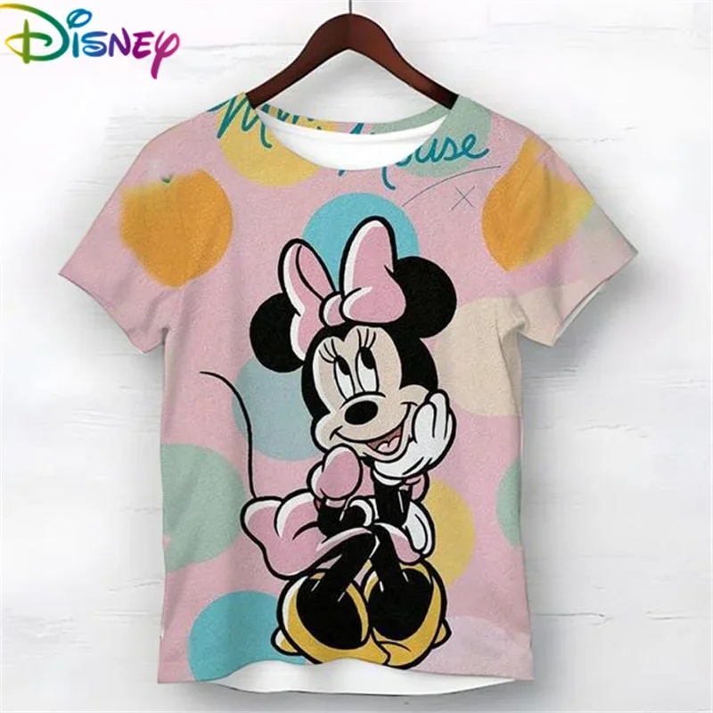 

Summer Kids Mickey Minnie T-Shirt Girls Clothes Trendy Anime Graphic Comfortable Short Sleeve
