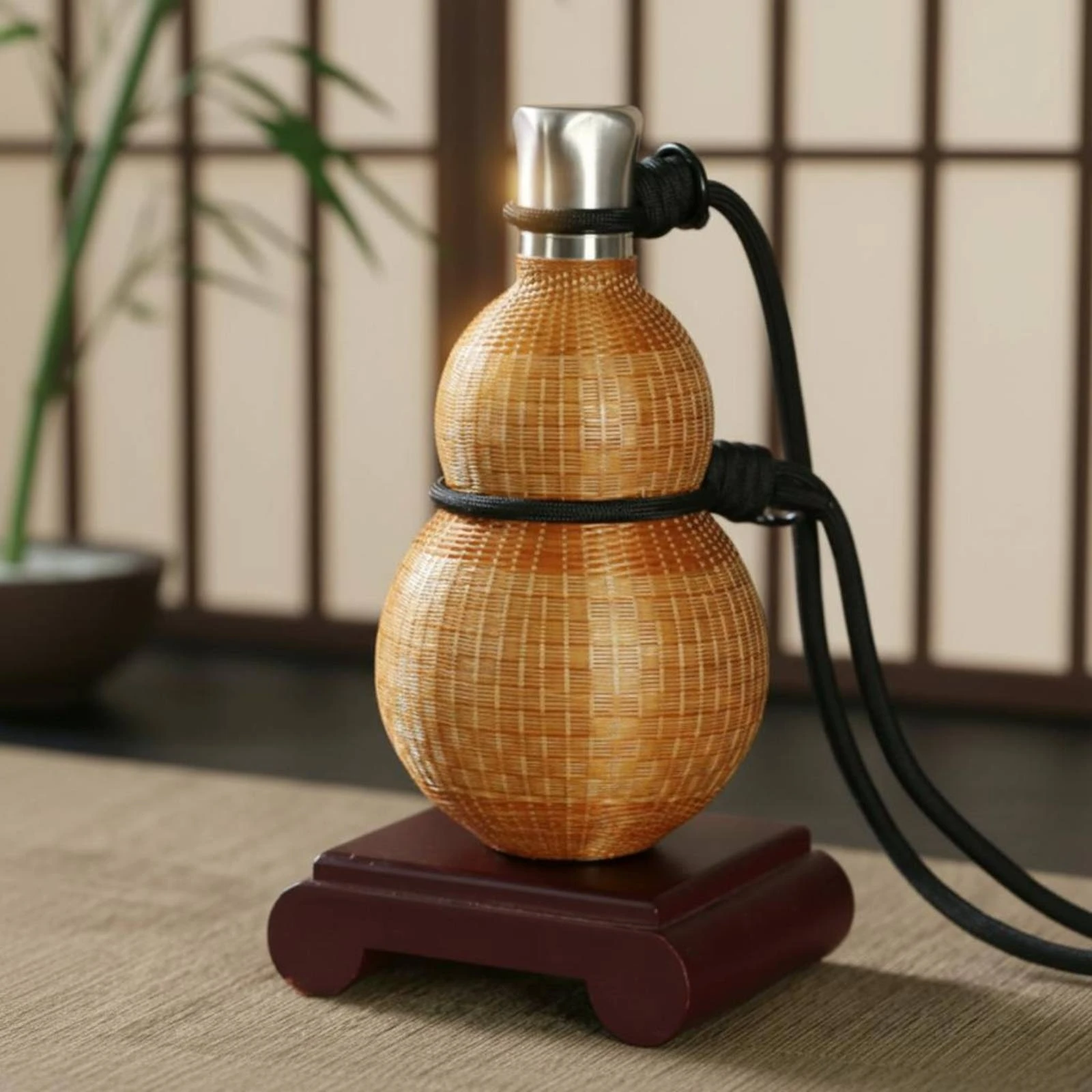 Gourd-Shaped Vacuum Bottle Carrying Cord Gourd Water Bottle Narrow Neck Double-Bulb Body