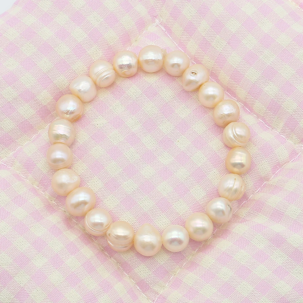 

Natural Freshwater Screw Pearl Straight Hole Beaded Bracelet 8-9mm Baroque Pearl Loose Bead DIY Necklace Accessory 1 Strand