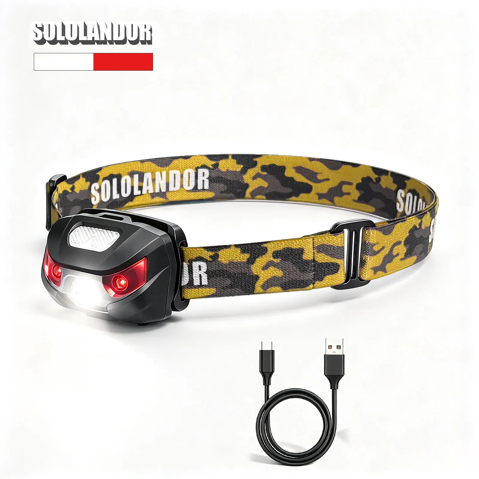 5-Mode Powerful LED Rechargeable Headlamp White Red Headlight USB Torch Camping Hunting Flashlight Lamp Fishing Flash Head Light